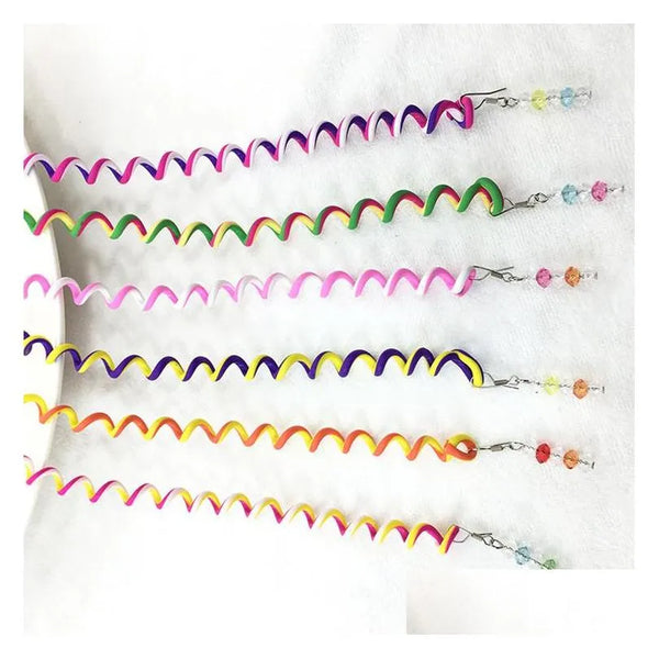 AM1239 Spring Telephone Wire Hair Band For Kids Elastic Spiral Hair Multicolour 1 Piece