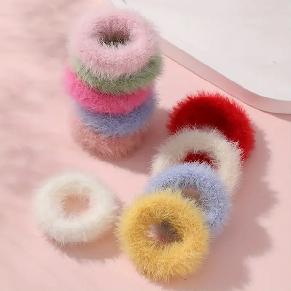 AM1044 Fuzzy Hair Scrunchies Soft Hair Elastic Band For Women and Girls 20Pcs