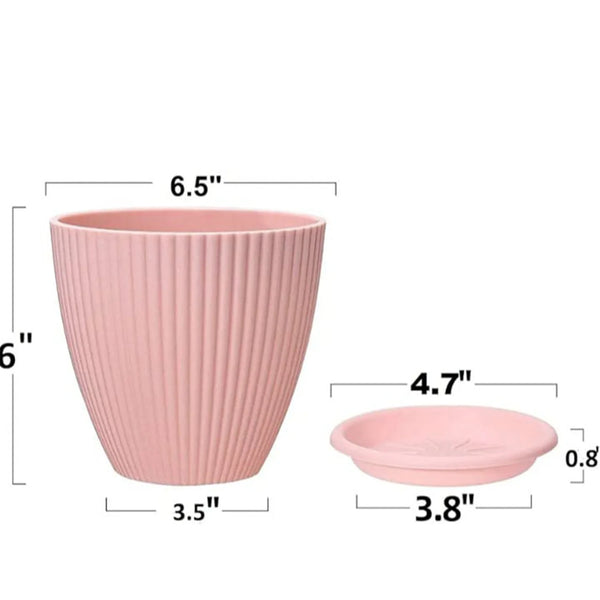 18267 Plastic Flower Pot with Bottom Tray (5 Pcs Set / With Color Box)