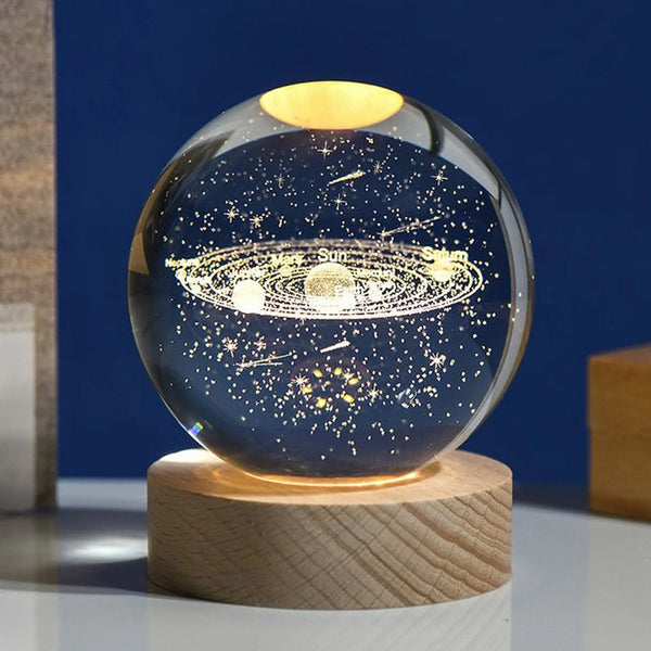 13258 3D Astronomy Night Lamp Crystal Ball lamps With Base (1 Pc)