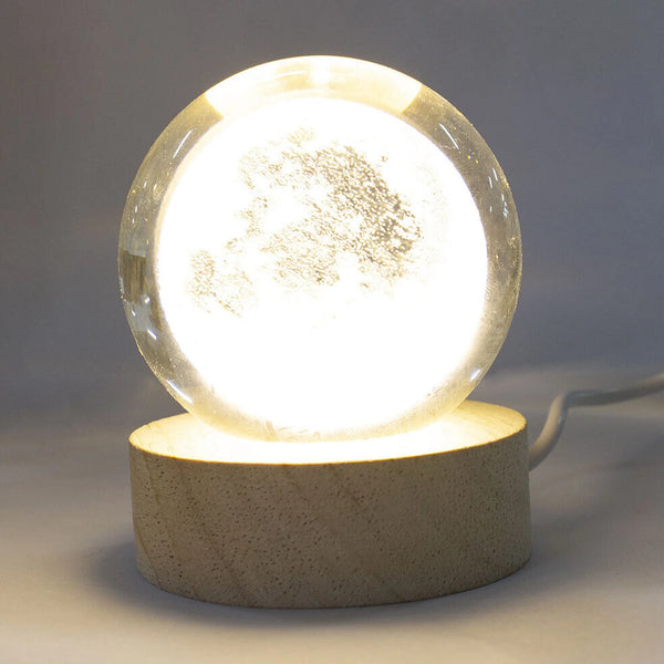 13257 Moon 3D Crystal Ball Lamps with Base For Bedroom 3D Lamps (1 Pc)