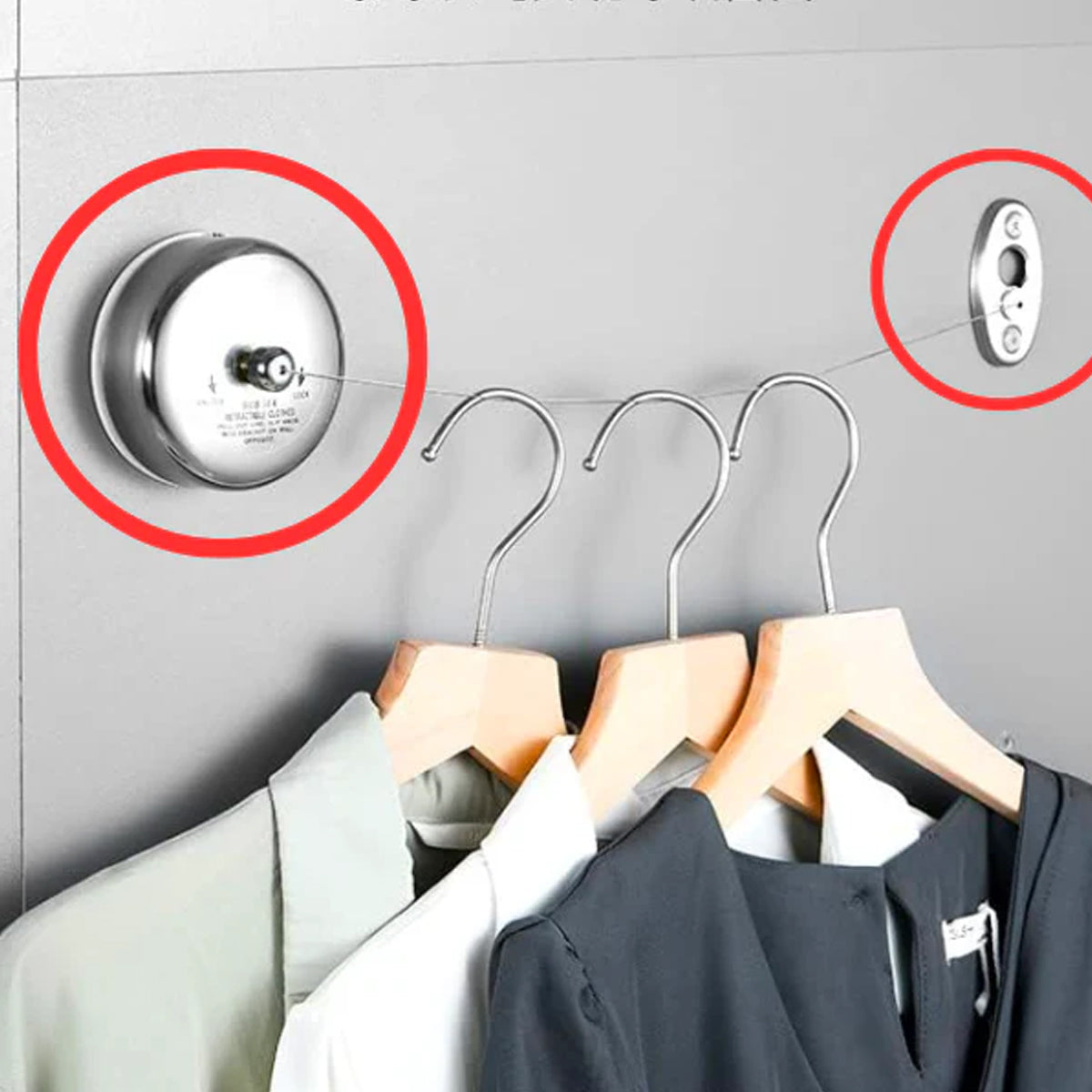 AM5407 Retractable Clothesline Stainless Steel Clothes Line Dryer with ...
