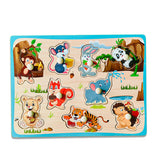 A07152 Wooden Peg Puzzle Board with Colorful Themes and Matching Shapes
