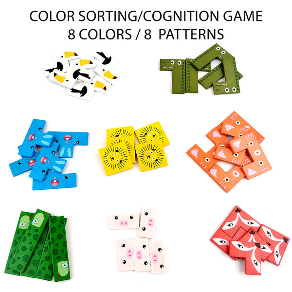 A07131 Wooden Animal Jigsaw Tetris Brain Teaser Puzzle Board