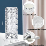 6604 CRYSTAL TOUCH NIGHT LIGHT ROSE DIAMOND TABLE LAMP WITH REMOTE CONTROL, USB TABLE LAMP