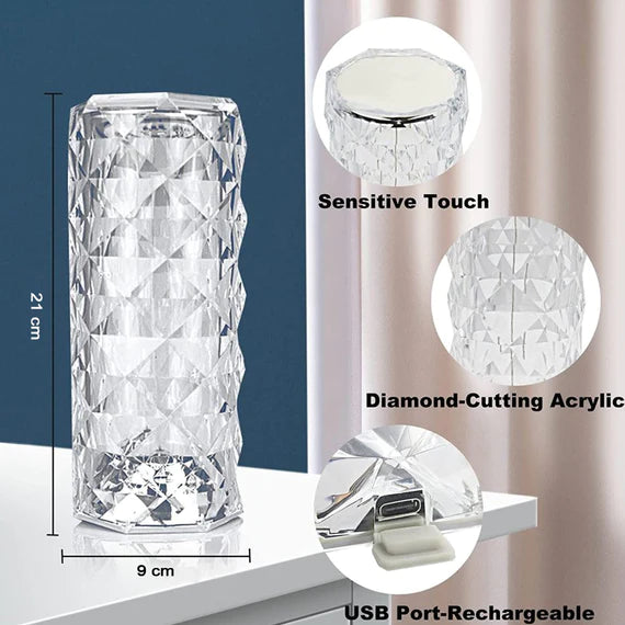 Led Crystal Lampe de Table Diamond Rose Bar Night Light Touch