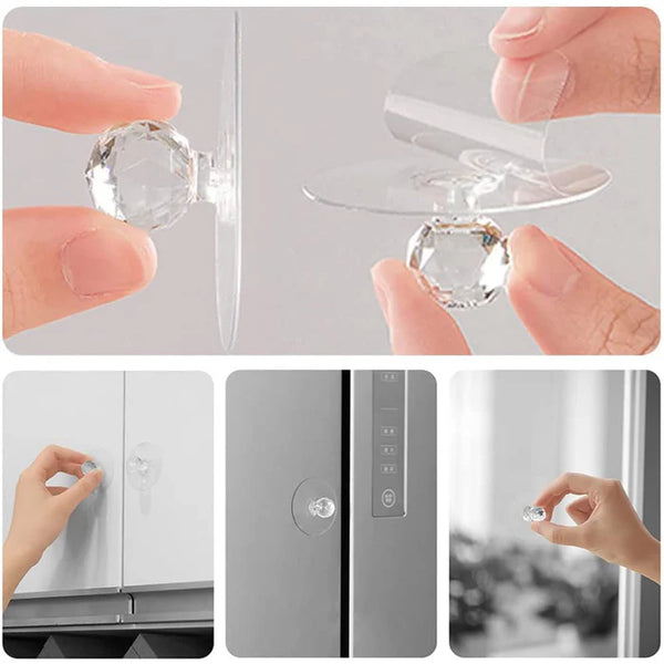 17798 Clear Cabinet Drawer Knobs / Hook, Diamond Crystal Shaped Pulls Handles for Wardrobe, Kitchen, Cupboard, Bathroom Dresser, Furniture Door Window (1 Pc)