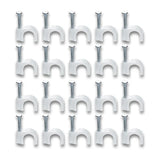 15235 Wire Wall Clips, Plastic Cable Clips Round Wire Pins with Steel Nail (20 Pcs Set)