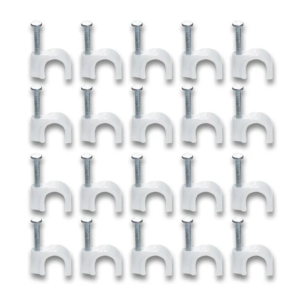 15235 Wire Wall Clips, Plastic Cable Clips Round Wire Pins with Steel Nail (20 Pcs Set)