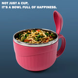 10657 Apex Premium 700 ML Multipurpose Noodle Bowl with Handle, Lid and Fork by Apex