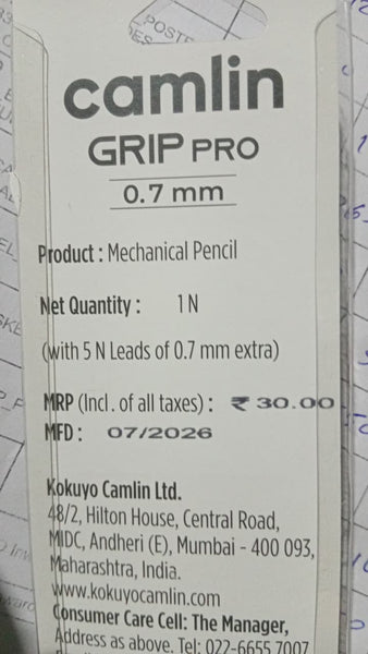 AM6295 Camlin GRIP PRO Mechanical Pencil 0.7mm