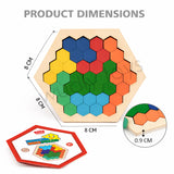 A07141 Wooden Honeycomb Hexagon Block Puzzle Toy for Kids