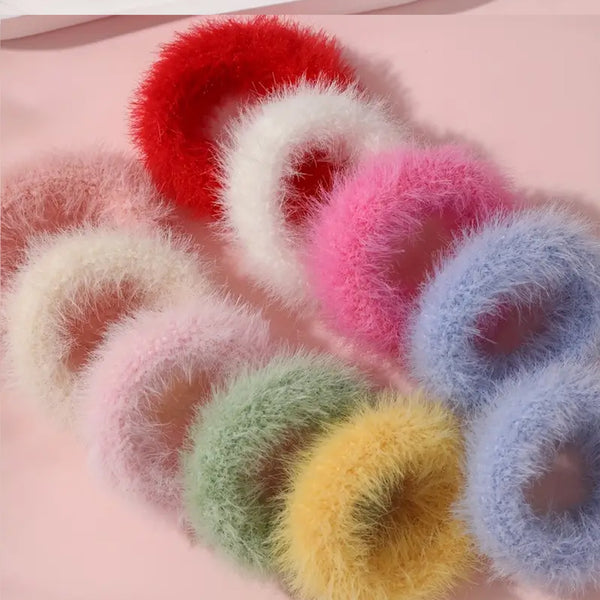 AM1044 Fuzzy Hair Scrunchies Soft Hair Elastic Band For Women and Girls 20Pcs