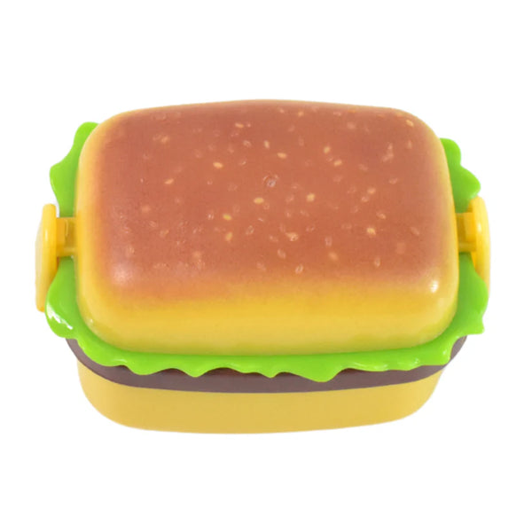 18924 Plastic Burger Shape Small Size Double Hole Sharpener With Eraser (1 Set)