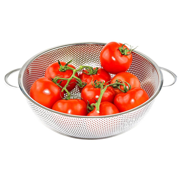 5754 Stainless Steel Colander With Handle, Large Metal Mesh Basket Strainer For Pasta, Spaghetti, Berry Fruits (1 Pc / 25.5 Cm)