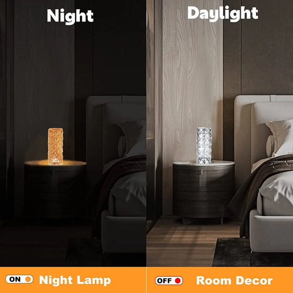 6604 CRYSTAL TOUCH NIGHT LIGHT ROSE DIAMOND TABLE LAMP WITH REMOTE CONTROL, USB TABLE LAMP