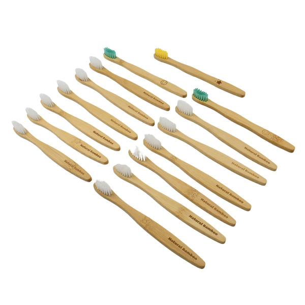 13084 Bamboo Wooden Toothbrush Soft Toothbrush Wooden Child Bamboo Biodegradable Toothbrush, Manual Toothbrush For Adult, Kids (15 Pcs Set / With Round Box)