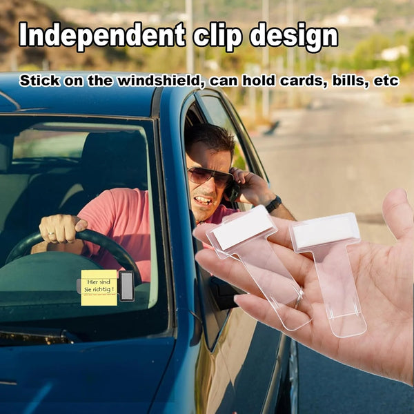 15043 Windscreen Cardholder, Fastag Stand, Transparent Ticket Holder Car (2 Pc Set)