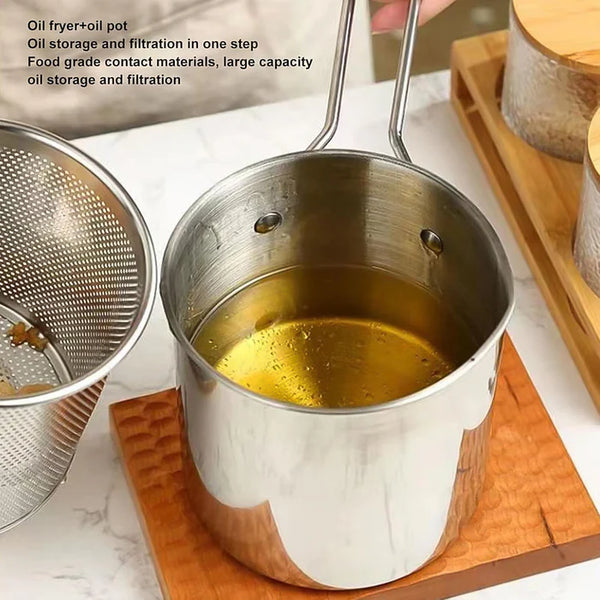 12026 Small Deep Frying Pot With Strainer Basket (2 Pc Set)