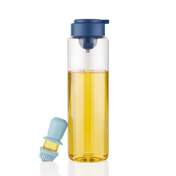 10138 2 in 1 Transparent oilar dispenser with Silicone Oil Dropper Nozzle (1 Pc / With Brush / 1 Ltr.)