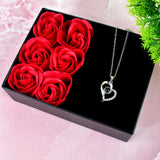 18907 Rose Flower Gift Box, Handmade Eternal Rose with I Love You Necklace, Valentine's Day,