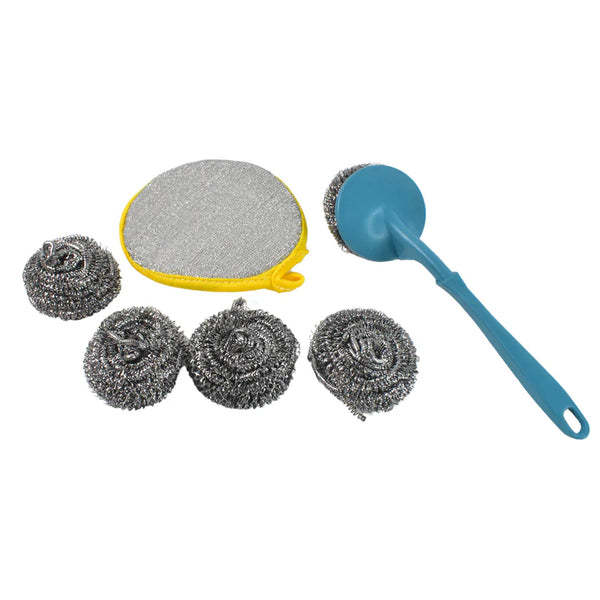 12159 6 in 1 Kitchen Cleaning Set Handy Free Stainless Steel Scrubber