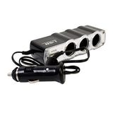 15104 Triple 3 Way Car 12v Lighter Socket Splitter USB Charger Power Adapter