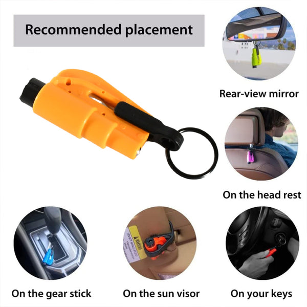 8761Â  2 in 1 Emergency Safety Cutter with Key Chain, Small Portable Handy Emergency Safely Glass Breaking & Seat Belt Cutting Keychain Tool