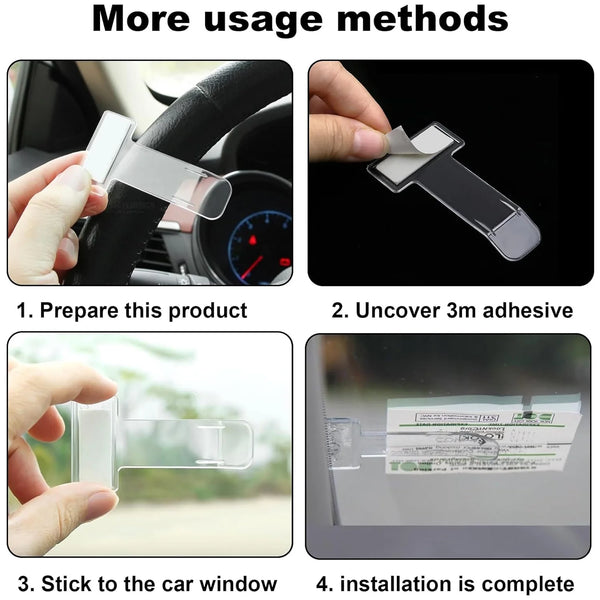 15043 Windscreen Cardholder, Fastag Stand, Transparent Ticket Holder Car (2 Pc Set)