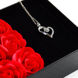 18907 Rose Flower Gift Box, Handmade Eternal Rose with I Love You Necklace, Valentine's Day,