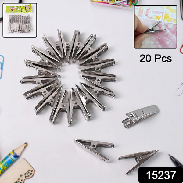 15237 Cloth Drying Pins Stainless Steel Cloth Clips (20 Pcs Set)