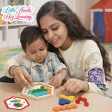 A07141 Wooden Honeycomb Hexagon Block Puzzle Toy for Kids