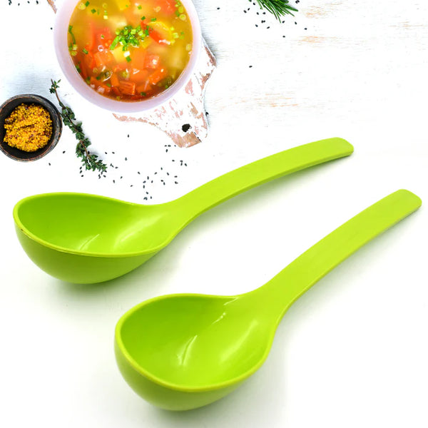 5724 Plastic Spoon Kitchen Multipurpose Serving Ladle for Frying, Serving, Turner, Curry Ladle, Serving Rice, Spoon Used While Eating and Serving Food Stuffs Etc (2 Pcs Set / 10 Inch)