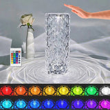 6604 CRYSTAL TOUCH NIGHT LIGHT ROSE DIAMOND TABLE LAMP WITH REMOTE CONTROL, USB TABLE LAMP