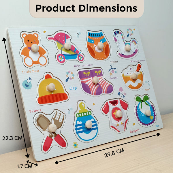 A07144 Wooden Peg Puzzle Board for Toddlers-MIX