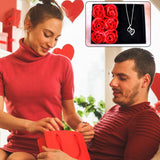 18907 Rose Flower Gift Box, Handmade Eternal Rose with I Love You Necklace, Valentine's Day,