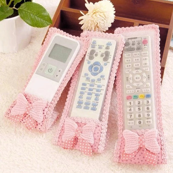 AM3616 Fancy Cartoon Bow Fabric Lace Remote Cover 3pcs set