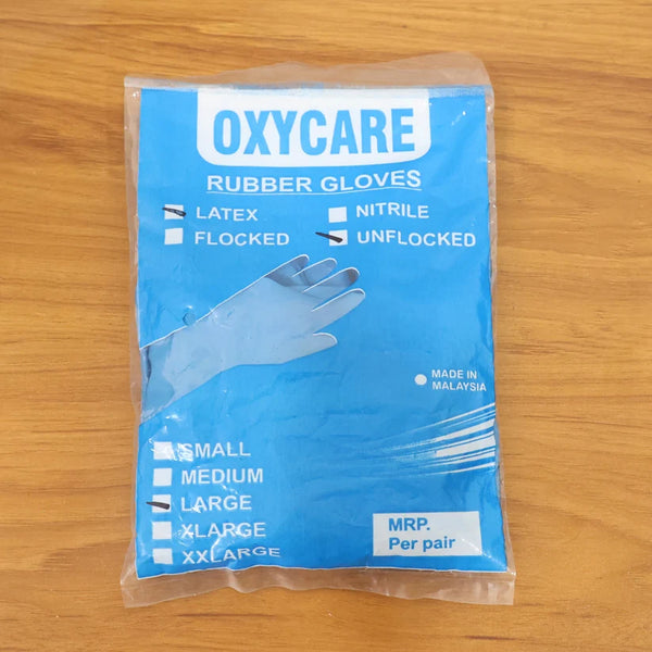 3149 1 Pair Flock line Reusable Rubber Household Hand Gloves - Blue
