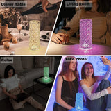 6604 CRYSTAL TOUCH NIGHT LIGHT ROSE DIAMOND TABLE LAMP WITH REMOTE CONTROL, USB TABLE LAMP