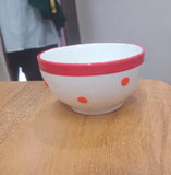 AM2988 Serving Mixing Mini Bowl, Hand Painted Ceramic 1 Pcs Soup Pudding Bowl White Blue Bands 1 Pcs