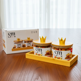 AM6272 SM 2pc Glass Jars with Crown Lids & Serving Tray Set
