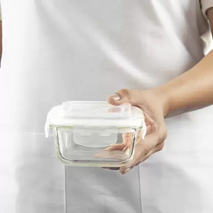 AM3700 Borosil Square 320ml Glass Storage Container For Kitchen