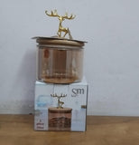 AM3752 Shine Max Glass Storage Jars with Golden Deer Lid 500ml 1 Pcs (SMBJ2001L1)