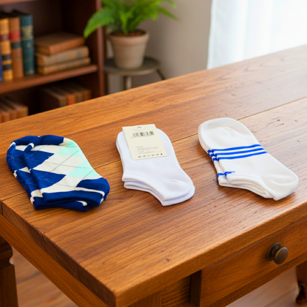 Di0359 Mixdesign Stylish Ankle Socks (Pack of 3 Pairs ) - Casual & Sports Wear