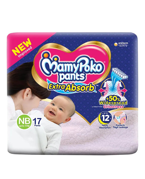 AM2290 MamyPoko Pants Extra Absorb Baby Diapers NB 17 Pants 5kg