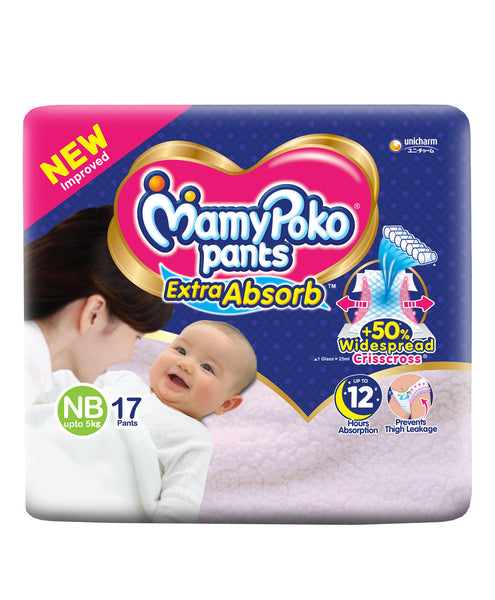 AM2290 MamyPoko Pants Extra Absorb Baby Diapers NB 17 Pants 5kg