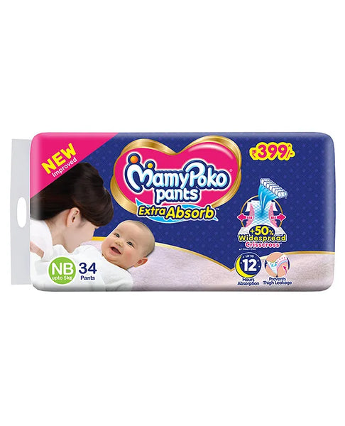 AM2294 MamyPoko Pants Extra Absorb Newborn Pant Style Diaper NB 5 Kg 34 Pants