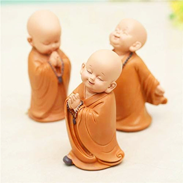 AM5364 Little Monk Sculpture Hand-carved Buddha Standing statue -Pack of 1 pcs ( Multidesign)