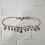 Di0046 Oxidized Silver Dangler Kamarbandh with Colorful Beads and Cowrie Shells (Multidesign)