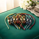 AM6380 Multicolour Elegant Glitter Bow Hairband with Pearl & Stone Centerpiece